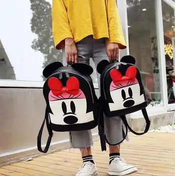 Disney vyrų, moterų Laisvalaikio pu krepšys peties Mickey mouse mergina lauko animacinių filmų kuprinės, kelioniniai krepšiai, gražus dovanų maišelis