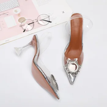 Doris Fanny Naują Atvykimo Stiklas skaidrus aukštakulniai moterims PVC pažymėjo tne sandalai Vasarą transparant batai