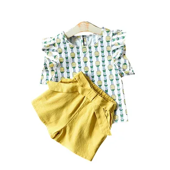 Drabužių Rinkiniai 2019 Vaikų Drabužių Rankovių Lankas T-shirt+Print Kelnes 2vnt Vaikams Drabužių Rinkiniai Baby Girl kostiumas