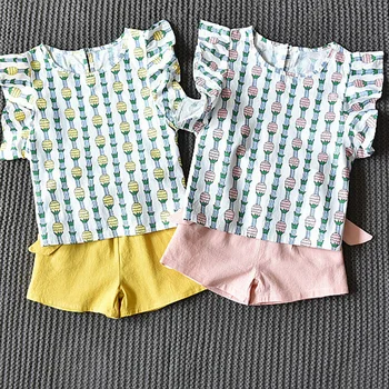 Drabužių Rinkiniai 2019 Vaikų Drabužių Rankovių Lankas T-shirt+Print Kelnes 2vnt Vaikams Drabužių Rinkiniai Baby Girl kostiumas