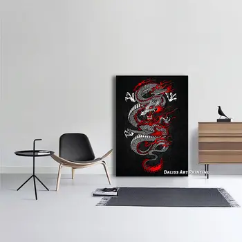 Drobė Japonų meno dragon Nuotraukas, Namų Dekoravimas Paveikslų, Plakatų HD Spaudinių Sienos Meno Modulinės Kambarį Įrėminti
