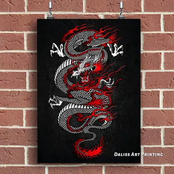 Drobė Japonų meno dragon Nuotraukas, Namų Dekoravimas Paveikslų, Plakatų HD Spaudinių Sienos Meno Modulinės Kambarį Įrėminti