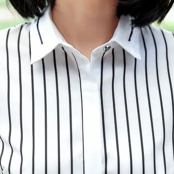 Dryžuotas Marškinėliai Moteriška Rudens Naujų Ponios Temperamentas Elegantiškas Lankas Kaklaraištis Slim Ilgomis Rankovėmis Palaidinės Profesionalus Verslo Plus Size Viršų