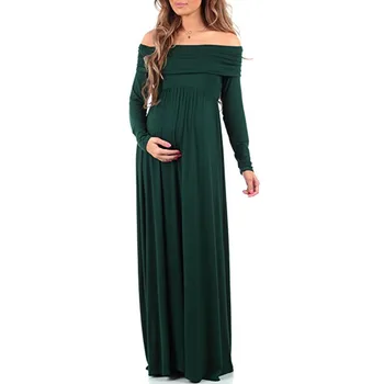 Dryžuotas Rankovių Apvalios Kaklo Ilgai Dalyje Nėščioms Moterims Dress Fotografavimo Rekvizitai Motinystės Suknelės A079