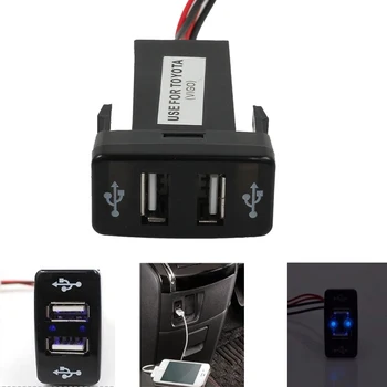 Dual Port USB 2 Sąsaja Lizdo Kroviklį, Telefoną, MP3, MP4, GPS Kameros Automobilinis Maitinimo Adapteris, Lizdas 