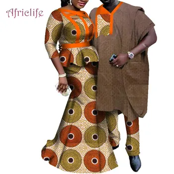 Dvi Afrikos Porą Drabužių Mažiausia Kaina, Plius Dydis Afrikos Drabužių Afrikos Spausdinti Vaškas, Medvilnės Mėgėjams Suknelės WYQ563