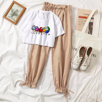 Dviejų dalių Komplektas Vasaros Drabužių Moterims Dresy Damskie Sonic the Hedgehog Atsitiktinis Pločio Kojų Kelnės Print T-Shirt Moterų Kostiumai