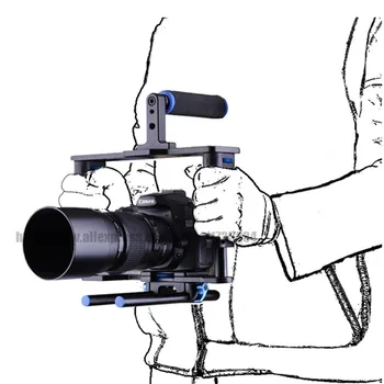 Dviguba Rankena DSLR Fotoaparatas Peties Įrenginys Kino Filmų Rinkinys Sistema Vaizdo Rankena Paramos Narvo Canon Nikon, Sony Fotoaparatai Panasonic BMCC