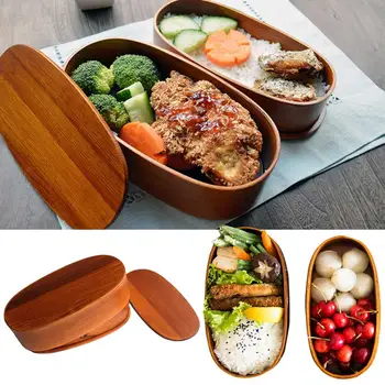 Dvigubo Sluoksnio Natūralios Medinės Bento Pietūs Lauke Konteineriai Japonijos Bento Lunchbox Suši Nešiojamų Maisto Konteineryje Darbuotojų Studentas