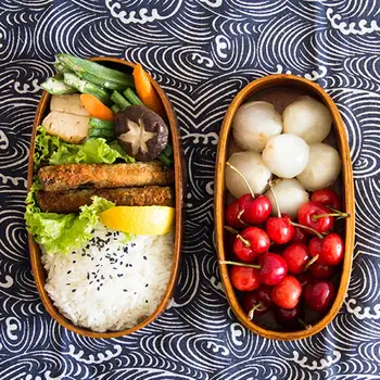 Dvigubo Sluoksnio Natūralios Medinės Bento Pietūs Lauke Konteineriai Japonijos Bento Lunchbox Suši Nešiojamų Maisto Konteineryje Darbuotojų Studentas