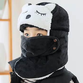 Dviračių vėjo šiltas vaikams šalta medvilnės dangtelis lauko skrybėlę šiltos žiemos naujų animacinių filmų vaikams kepurę Lei Feng skrybėlę