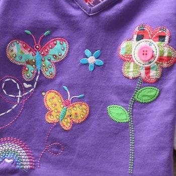 Dxton Kūdikių Marškinėliai Vaikams Vestidos Gėlių Modelio Mergaičių marškinėliai Drugelis ilgomis Rankovėmis Tees Rudenį Palaidinukė Drabužiai Mergaitėms
