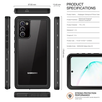 Dėl Samsung Note 20 20 Ultra Vandeniui Atveju IP68 Nardymo Anti-purvo Dangtelis, Skirtas 