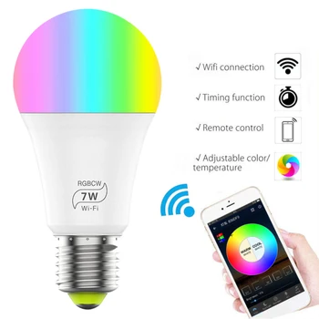 E27 Belaidžio WiFi Smart LED Spalva Keičiasi Lemputės App Kontrolės Alexa, Google RGB Lemputė Kalėdų Decroation Led Lemputės