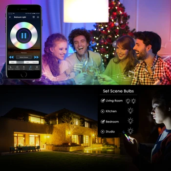 E27 Belaidžio WiFi Smart LED Spalva Keičiasi Lemputės App Kontrolės Alexa, Google RGB Lemputė Kalėdų Decroation Led Lemputės