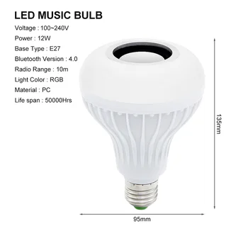 E27 LED RGB Smart Lemputė 12W Pritemdomi Belaidį 