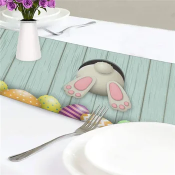 Easter Bunny Kiaušiniai Stalo Bėgikų puošybą namų Triušis spausdinti staltiesė Stalo Pad Mat Velykų Virtuvės Reikmenys