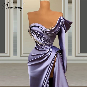 Elegantiškas Duobute Garsenybių Suknelės, Šaliai, Violetinę Satino Artimųjų Rytų Afrikos Vakarinės Suknelės Padalinta Ritininės 2020 Abendkleider Prom Chalatai