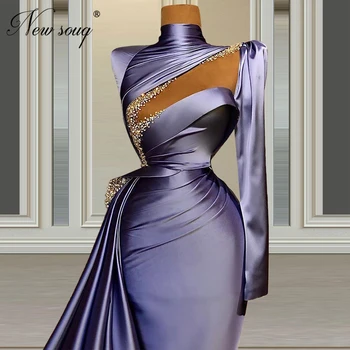 Elegantiškas Duobute Garsenybių Suknelės, Šaliai, Violetinę Satino Artimųjų Rytų Afrikos Vakarinės Suknelės Padalinta Ritininės 2020 Abendkleider Prom Chalatai