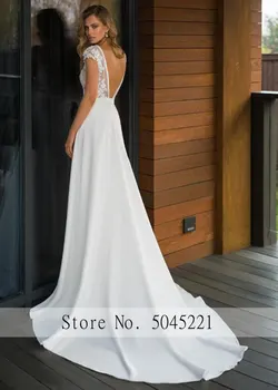 Elegantiškas Šifono V-kaklo-line Vestuvių Suknelės 2021 Boho Vestuvinės Suknelės Backless Vestido de noiva Plius dydis Nėrinių Ilgai Nuotakos Suknelė