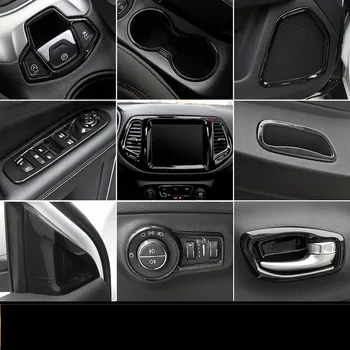 Elgance Juoda, Durų Dubenėlį /Gear /Skaitymo šviesa /Seat Reguliuoti Dekoruoti Rėmas Jeep Compass 2017 AAA248A