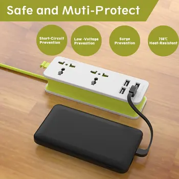 Energijos Juostos Adapteris Surge Protector Darbalaukio 1/2 Universalus Lizdas 4 Port Smart USB Sienos Kelionės Įkroviklis 5ft ilgintuvas