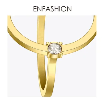 ENFASHION Crystal Pearl Geometrinis Žiedas Aukso Spalvos Nerūdijančio Plieno Mielas Ratas Piršto Žiedai, Moterims, Aksesuarai, Papuošalai RB4009