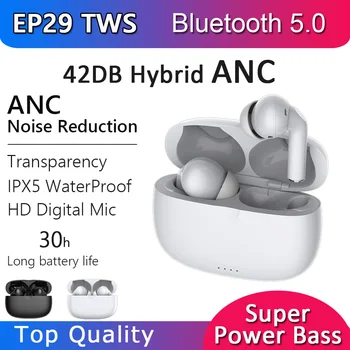 EP29 TWS 42dB ANC Ausinių 30 DECEBEL Bluetooth 5.2 Ausinės, Aktyvus Triukšmo Panaikinimo + Super Bass + atspari Vandeniui + HD Mic PK Air3
