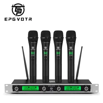 EPGVOTR 4 Kanalų UHF Bevielio Mikrofono Sistema, EP-400 su 4 Metaliniais Medžiaga Laikomo Siųstuvai Etape Bažnyčios Šeimos DJ