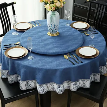Europos stiliaus didelis apskritojo stalo medžiaga, paprastų buitinių staltiesė, vientisos spalvos audiniu apskritojo stalo audinio.