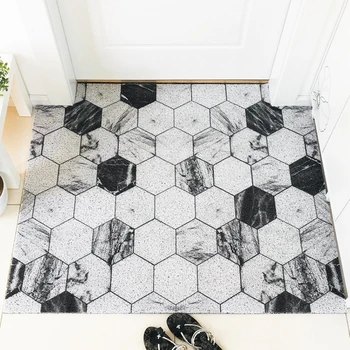 Europos stiliaus marmuro šešiakampis PVC namo durų kilimėlis namo aukšte vonios kojos padas dulkių įrodymas kilimas neslidus nereguliarus cuttable kilimas
