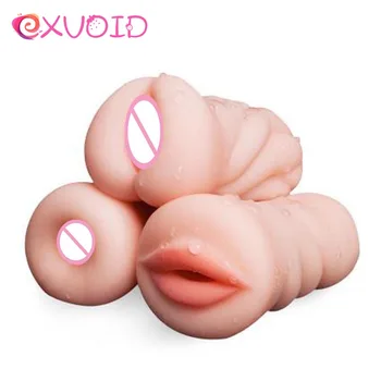 EXVOID Erotinio Oralinio Seksualus Masturbatory Taurės Realus Giliai Pūlingas Vyrų Masturbator Dirbtinės Makšties, Burnos Analinio Sekso žaisliukai Vyrams