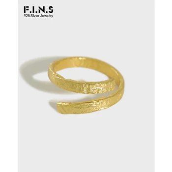 F. I. N. S S925 Sterlingas Sidabro Žiedas Nereguliarus Įgaubtas Aukso ir Sidabro Atidarymo Moterų Piršto Žiedą korėjos Mados Fine Jewelry