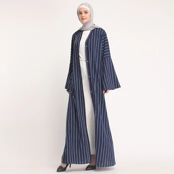F8860-2 kleid Dubajuje Atidarytas Abaja Musulmonų Šalis suknelės Moterims, Kaftan Dryžuotas Medvilnės turkijos Islamo Arabų Moterų Drabužių kasdieniam dėvėjimui