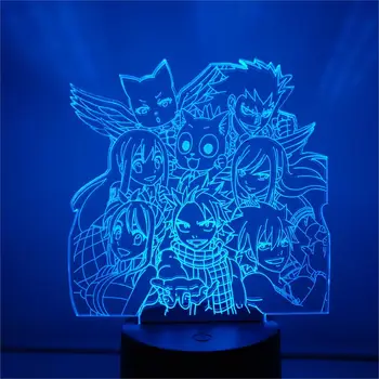 Fairy Tail 3D LED Keitimas Optinis Naktį Žibintai Veiksmų Skaičius, 