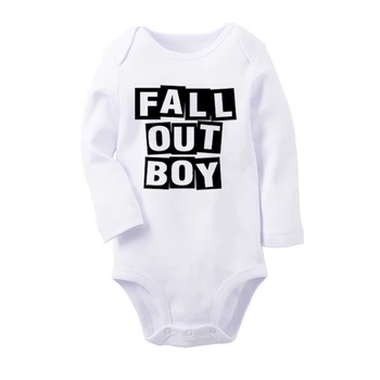 Fall Out Boy FOB Roko Grupė Projektavimo 0-12M Naujagimiui Berniukų, Mergaičių Drabužiai ilgomis Rankovėmis Jumpsuit Medvilnės Spausdinti Kūdikių Bodysuit
