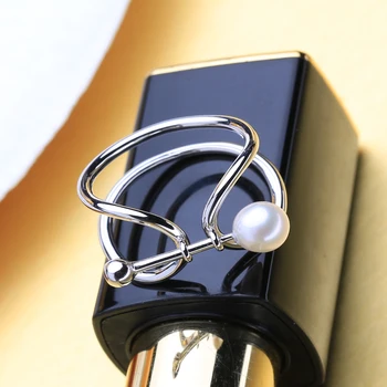 FENASY Perlų Papuošalai Mikrofono Dizainas Apvalių Perlų žiedai Natūralių Gėlavandenių Perlų 925 sterlingas Sidabro žiedai moterims
