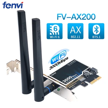 Fenvi AX WiFi Kortele, WiFi, 6 dviejų dažnių 3000Mbps AX200 PCIE Wireless Wi-fi 