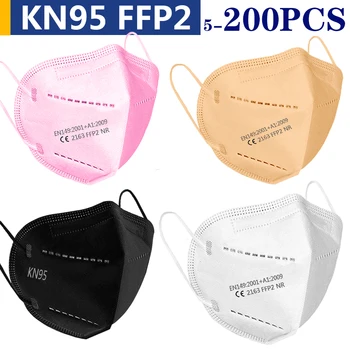 FFP2 Veido kaukė KN95 veido kaukes 5 sluoksnių filtras maske Apsaugos kovos su gripo kaukė nuo dulkių burnos kaukę, Kvėpuojantis mascarillas balck ir t.t