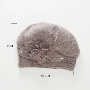 Fibonacci 2018 Naujos Prekės Kokybės Moterų Beretė Vilna, Mezgimo Kepurė Hat Rudens-Žiemos Mados Gėlių Moterų Beretės