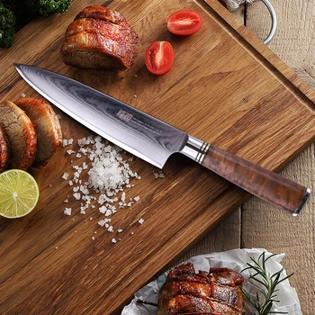 Findking Pro 8 colių Chef Peilis Japonijos Damasko Plieno VG10 Ašmenys Aštrūs Virtuvės Peiliai Sapele medienos Rankena Mėsos pjovimo įrankiai