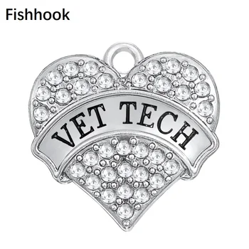 Fishhook Profesinio mokymo Technologijų graviruotas kristalų širdies žavesio papuošalai priėmimo 5vnt