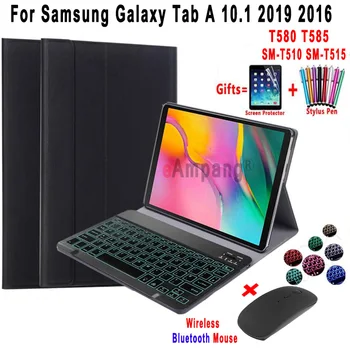 Foninio apšvietimo Klaviatūra Su belaide Pele Samsung Galaxy Tab 10.1 2016 2019 SM-T510 SM-T515 T580 T585 Pelių Dangtis