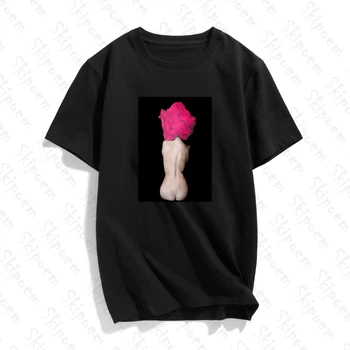 Fotografijos Menas Mados Seksualus Gėlių Ar T-shirt Moterims korėjos Stiliaus Harajuku Punk Tumblr Medvilnės Plius Dydis-trumpomis Rankovėmis Viršuje Tees