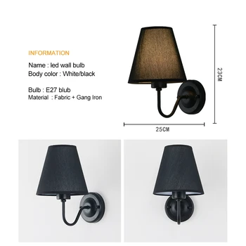 FOXGBF juoda umbra sienos lempos drobės retro miegamojo, naktiniai staleliai, lempa sietynas kūrybos drobės koridoriaus sienos lempa E27 AC220V