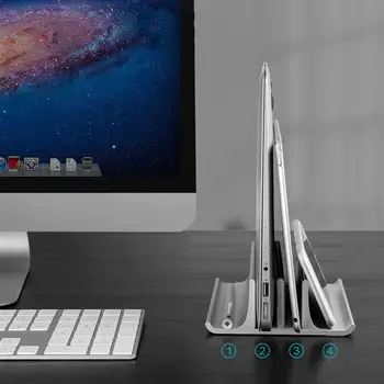 Foxnovo Dual-slot Vertikaliai Reguliuojamas Nešiojamas Stovas Tablečių Aušinimo Atramos Laikiklis, skirtas Apple MacBook Pro Lenovo nešiojamą kompiuterį