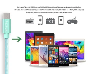 FOXSU Nailono Tinklelio Įkrovimo Kabelis USB Micro Greito Įkrovimo Sinchronizuoti Duomenis, Mobiliojo Telefono, 