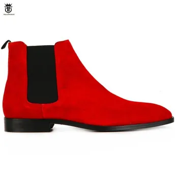 FR.LANCELOT 2020 naujas ponai verstos odos batai Britų stiliaus vyrų raudonos spalvos batai slydimui dėl vestuvių batai vyrų chelsea bateliai