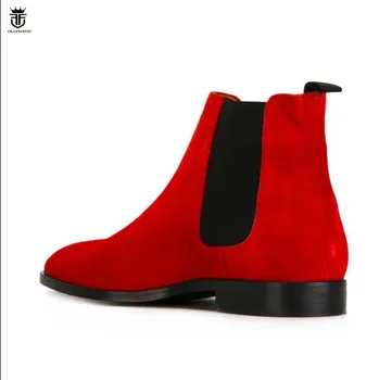 FR.LANCELOT 2020 naujas ponai verstos odos batai Britų stiliaus vyrų raudonos spalvos batai slydimui dėl vestuvių batai vyrų chelsea bateliai