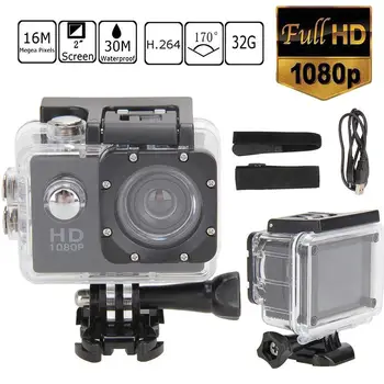 Full HD Veiksmo Kameros 1080P 30m atsparus Vandeniui Cam 2 Colių vaizdo Kamera Sporto DV Eiti Automobilio Cam Pro Su Dviračių Laikiklis Rinkinys